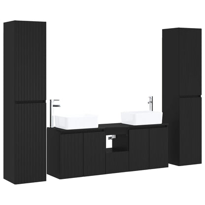 vidaXL Bathroom Furniture Set 5 pcs Black 33 x 34.5 x 160 cm