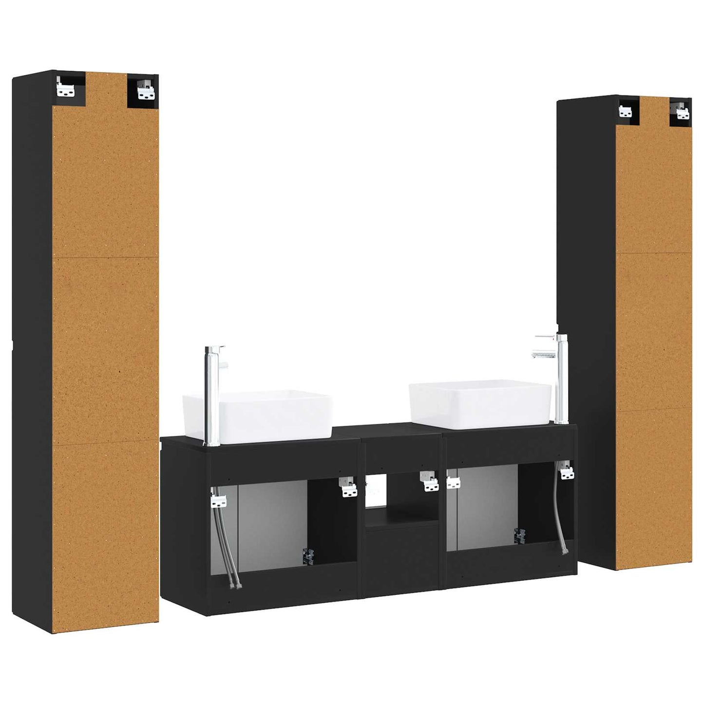 vidaXL Bathroom Furniture Set 5 pcs Black 33 x 34.5 x 160 cm