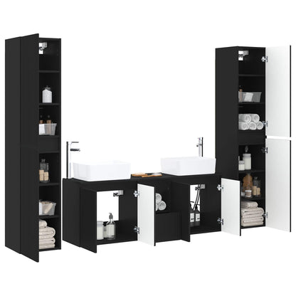 vidaXL Bathroom Furniture Set 5 pcs Black 33 x 34.5 x 160 cm