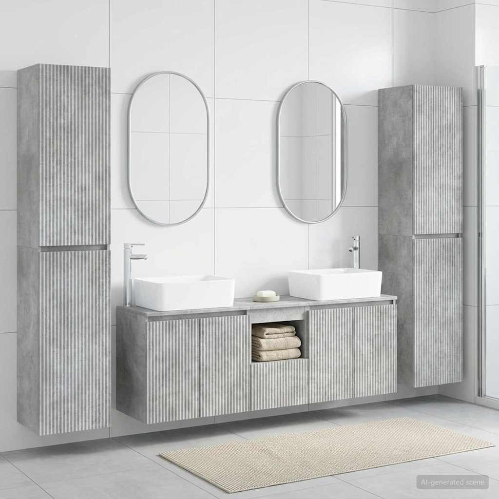 vidaXL Bathroom Furniture Set 5 pcs Concrete Grey 33 x 34.5 x 160 cm