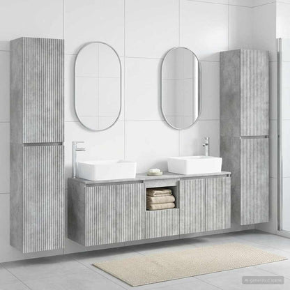 vidaXL Bathroom Furniture Set 5 pcs Concrete Grey 33 x 34.5 x 160 cm