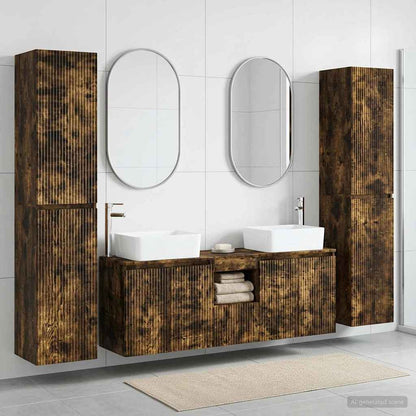vidaXL Bathroom Furniture Set 5 pcs Smoked Oak 33 x 34.5 x 160 cm