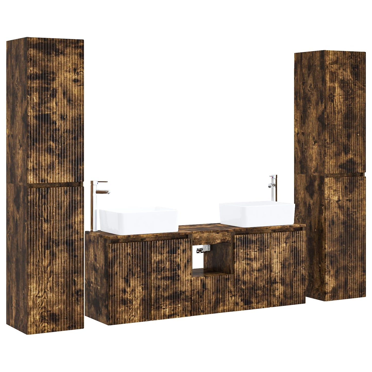 vidaXL Bathroom Furniture Set 5 pcs Smoked Oak 33 x 34.5 x 160 cm