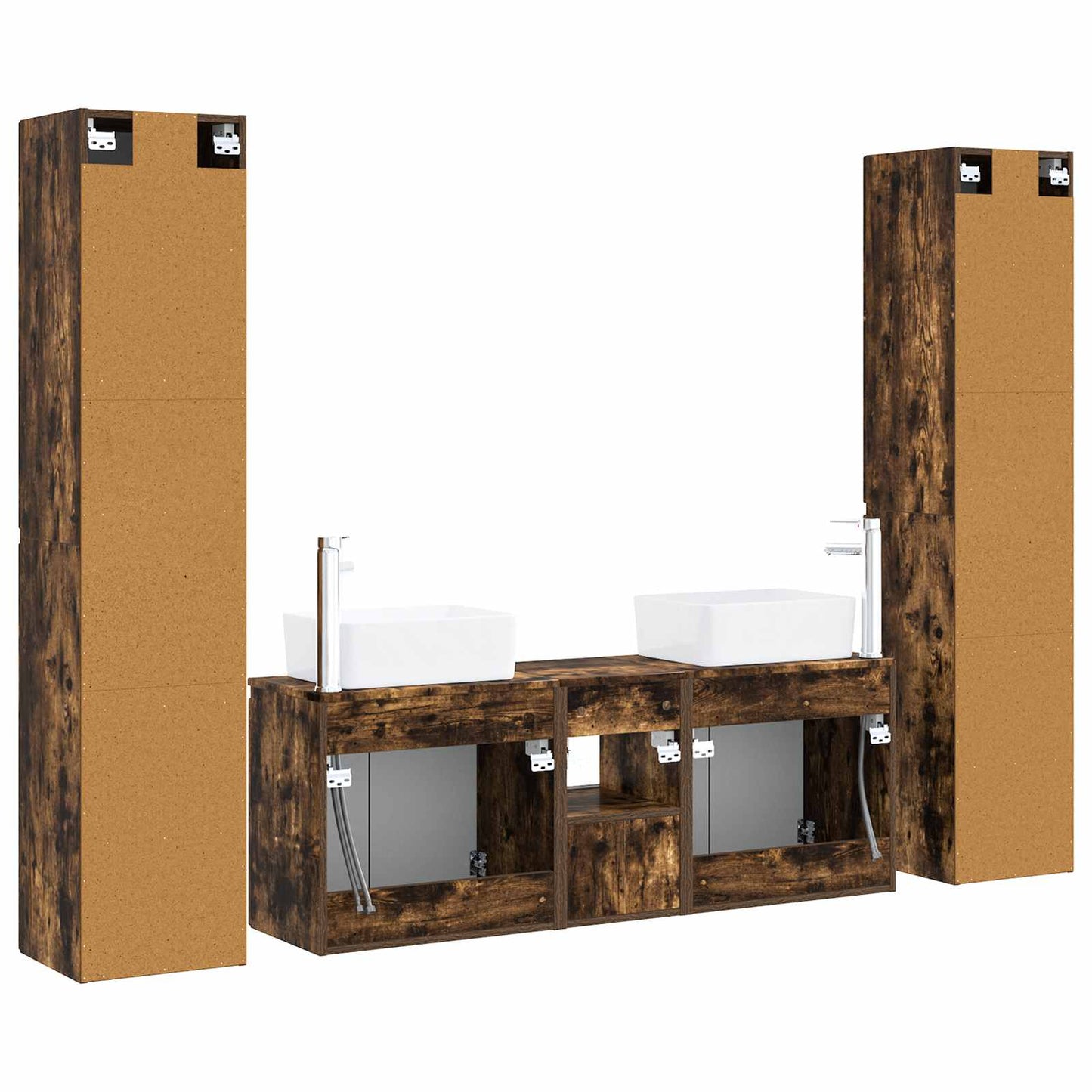 vidaXL Bathroom Furniture Set 5 pcs Smoked Oak 33 x 34.5 x 160 cm