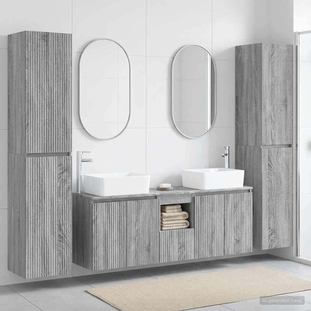 vidaXL Bathroom Furniture Set 5 pcs Grey Sonoma 33 x 34.5 x 160 cm
