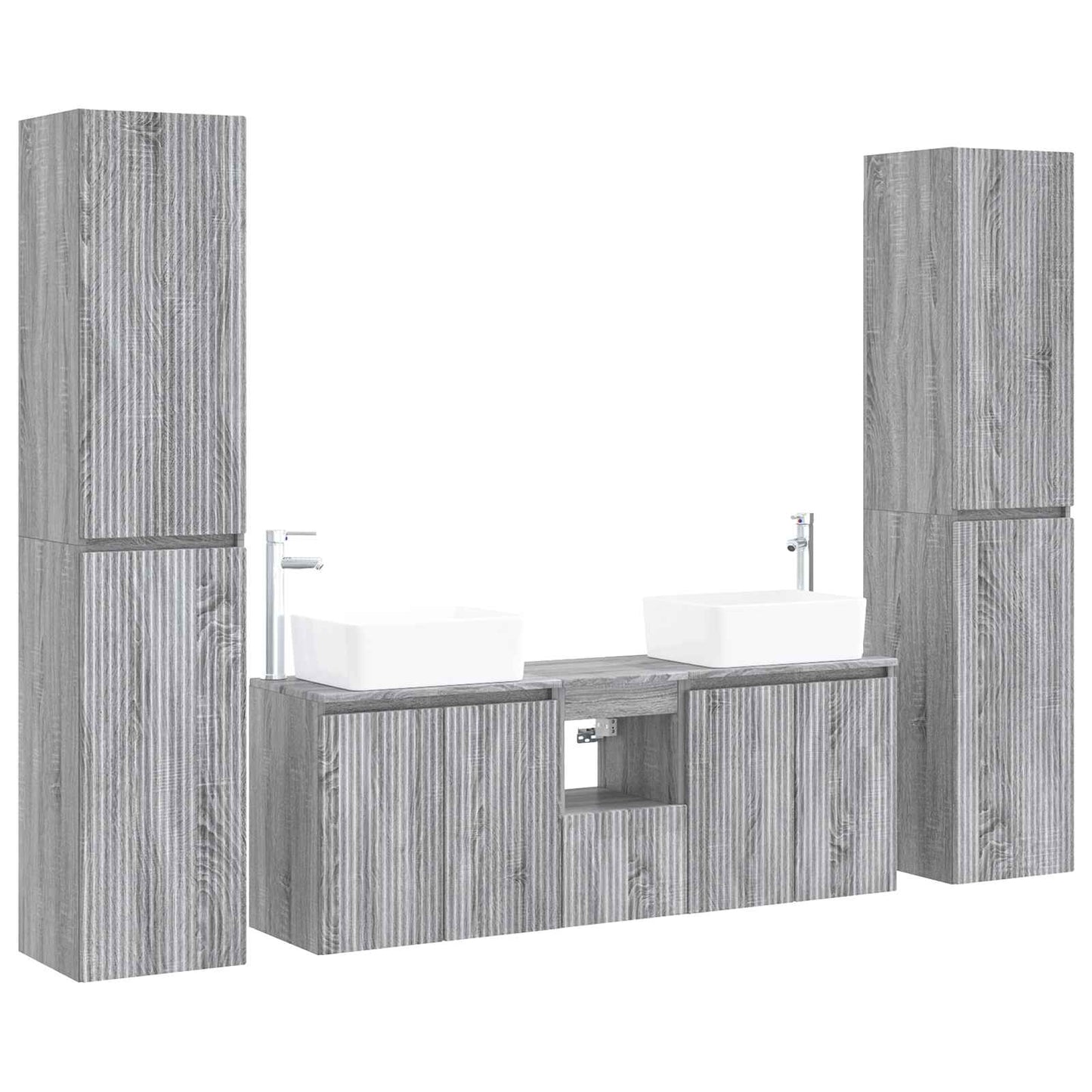 vidaXL Bathroom Furniture Set 5 pcs Grey Sonoma 33 x 34.5 x 160 cm