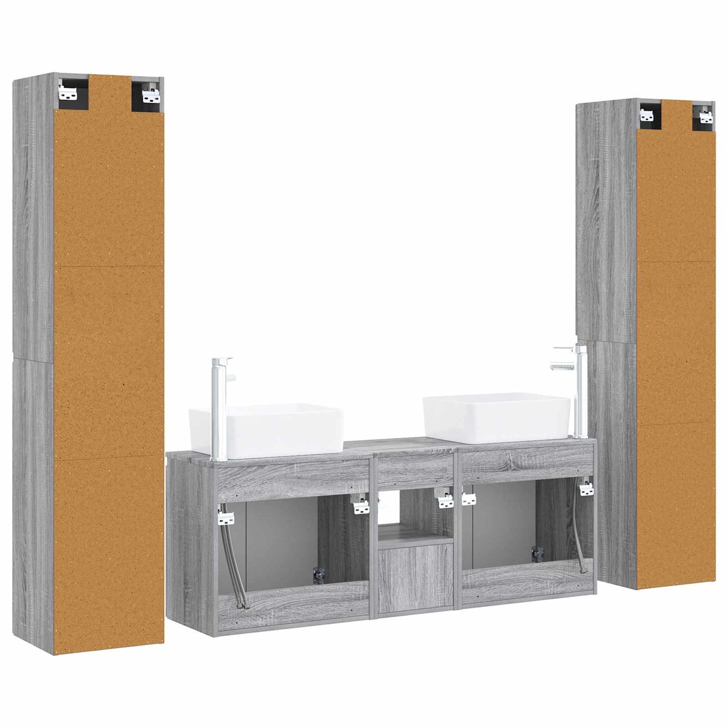 vidaXL Bathroom Furniture Set 5 pcs Grey Sonoma 33 x 34.5 x 160 cm