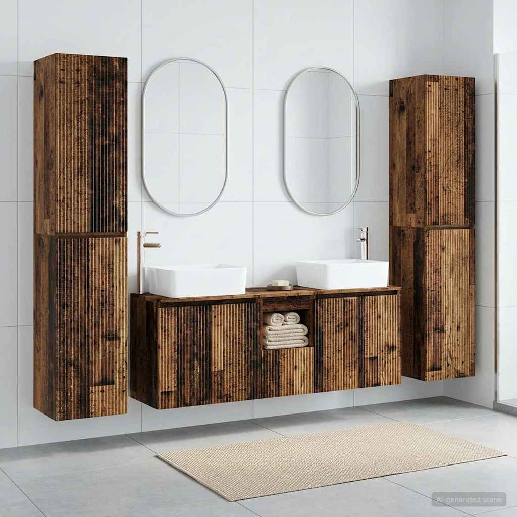vidaXL Bathroom Furniture Set 5 pcs Old Wood 33 x 34.5 x 160 cm