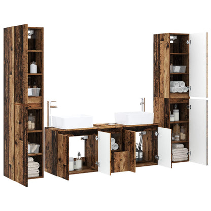 vidaXL Bathroom Furniture Set 5 pcs Old Wood 33 x 34.5 x 160 cm