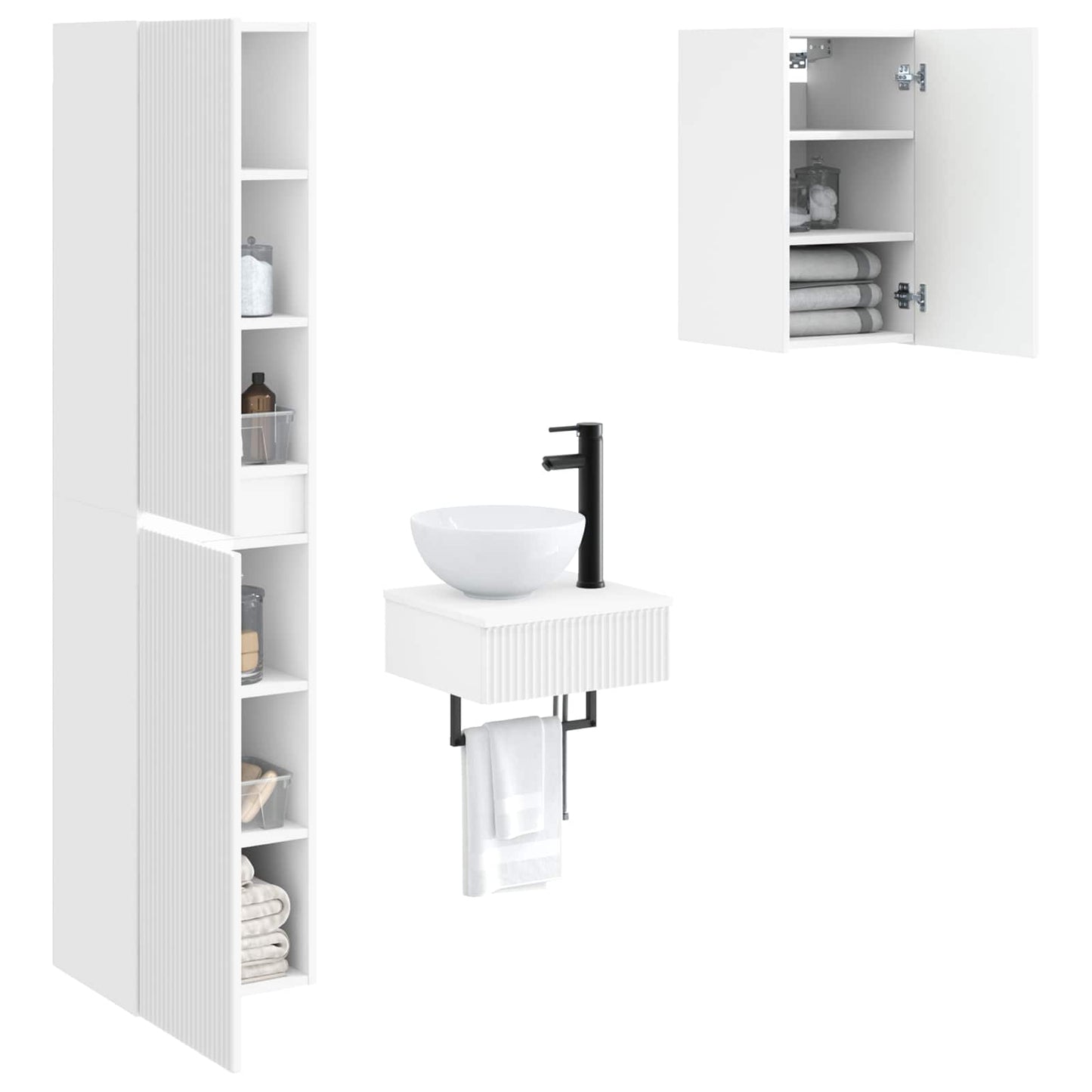 vidaXL Bathroom Furniture Set 3 pcs White 33 x 34.5 x 160 cm