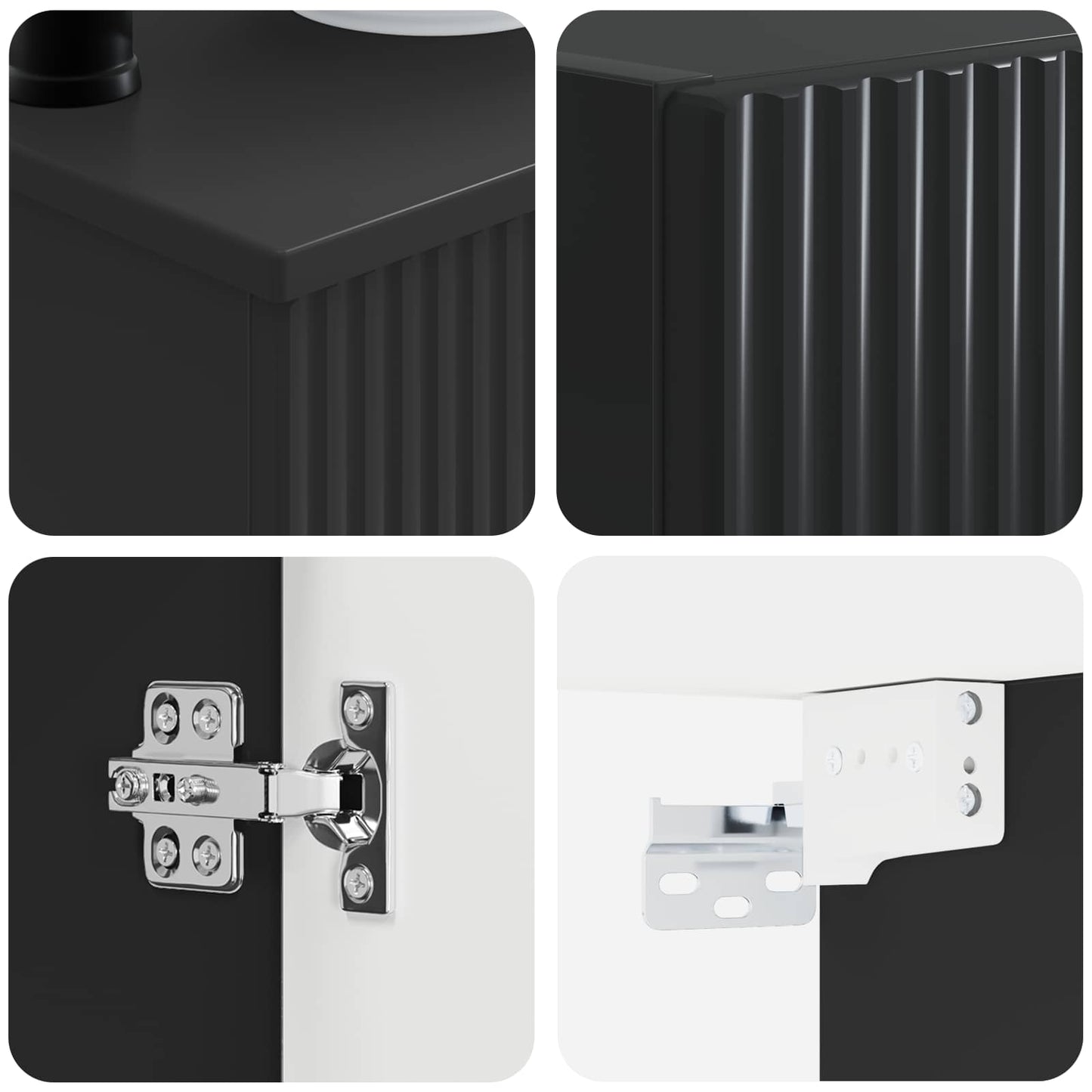 vidaXL Bathroom Furniture Set 3 pcs Black 33 x 34.5 x 160 cm