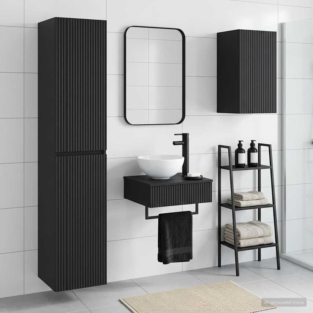 vidaXL Bathroom Furniture Set 3 pcs Black 33 x 34.5 x 160 cm