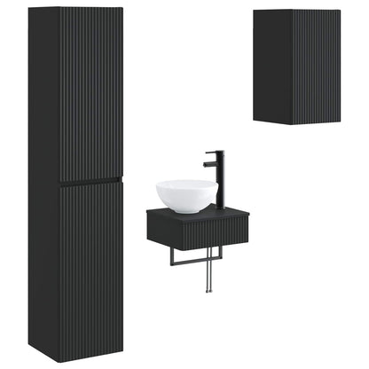 vidaXL Bathroom Furniture Set 3 pcs Black 33 x 34.5 x 160 cm