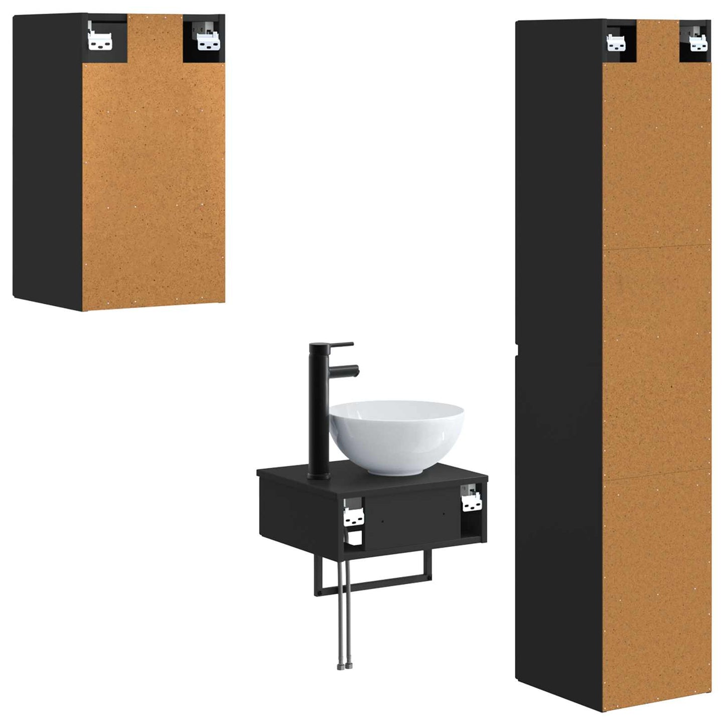 vidaXL Bathroom Furniture Set 3 pcs Black 33 x 34.5 x 160 cm