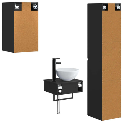 vidaXL Bathroom Furniture Set 3 pcs Black 33 x 34.5 x 160 cm