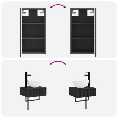 vidaXL Bathroom Furniture Set 3 pcs Black 33 x 34.5 x 160 cm