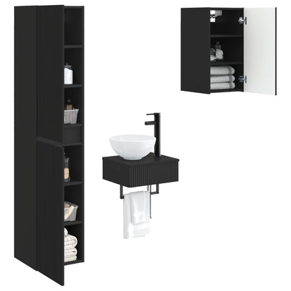 vidaXL Bathroom Furniture Set 3 pcs Black 33 x 34.5 x 160 cm