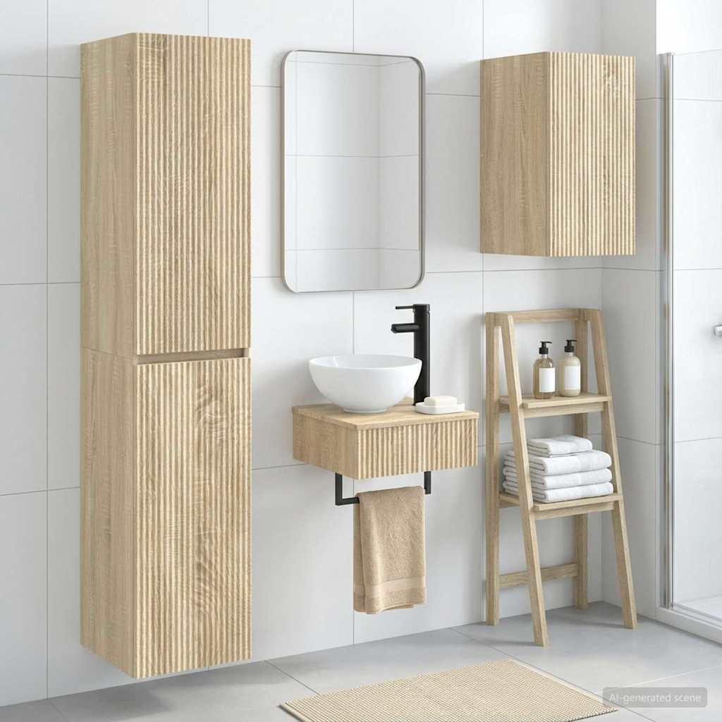 vidaXL Bathroom Furniture Set 3 pcs Sonoma Oak 33 x 34.5 x 160 cm