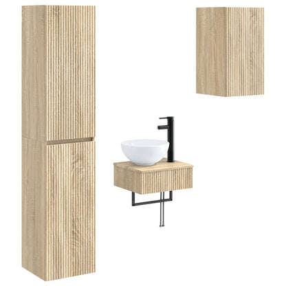 vidaXL Bathroom Furniture Set 3 pcs Sonoma Oak 33 x 34.5 x 160 cm