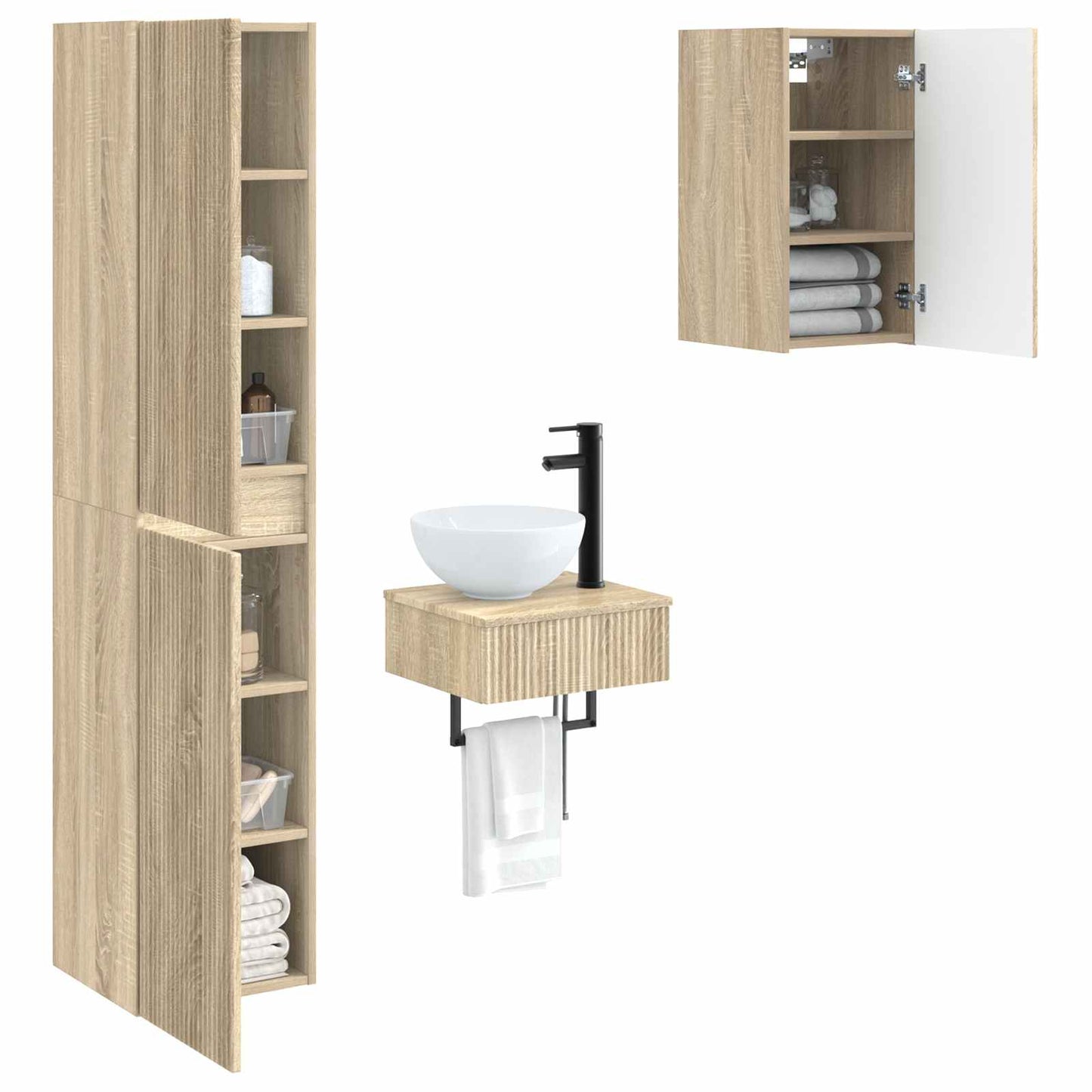 vidaXL Bathroom Furniture Set 3 pcs Sonoma Oak 33 x 34.5 x 160 cm