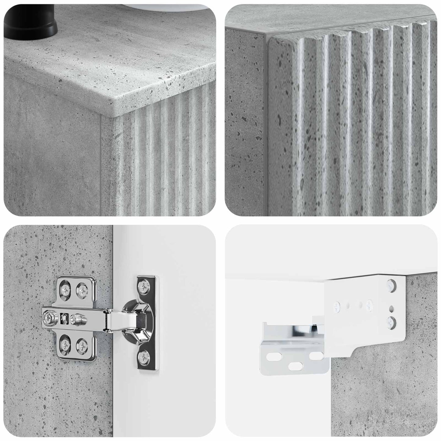 vidaXL Bathroom Furniture Set 3 pcs Concrete Grey 33 x 34.5 x 160 cm