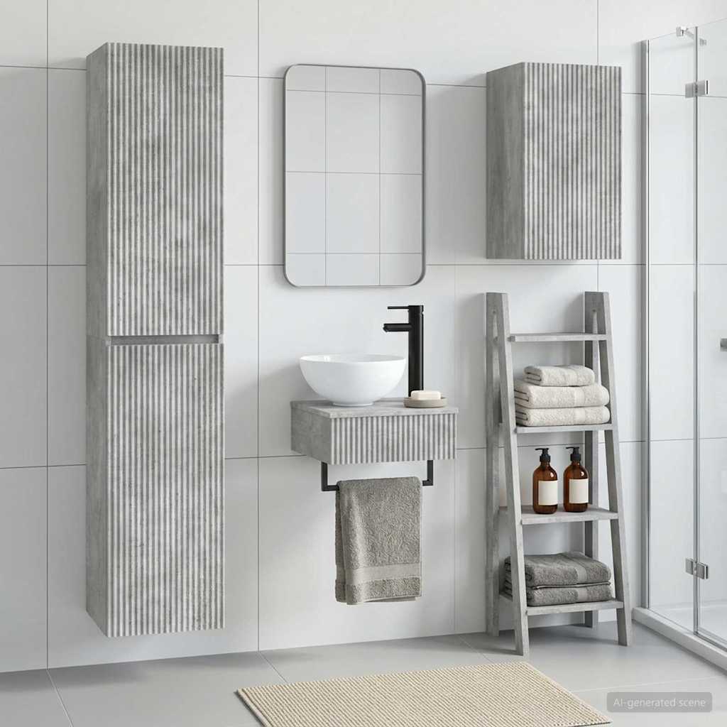 vidaXL Bathroom Furniture Set 3 pcs Concrete Grey 33 x 34.5 x 160 cm