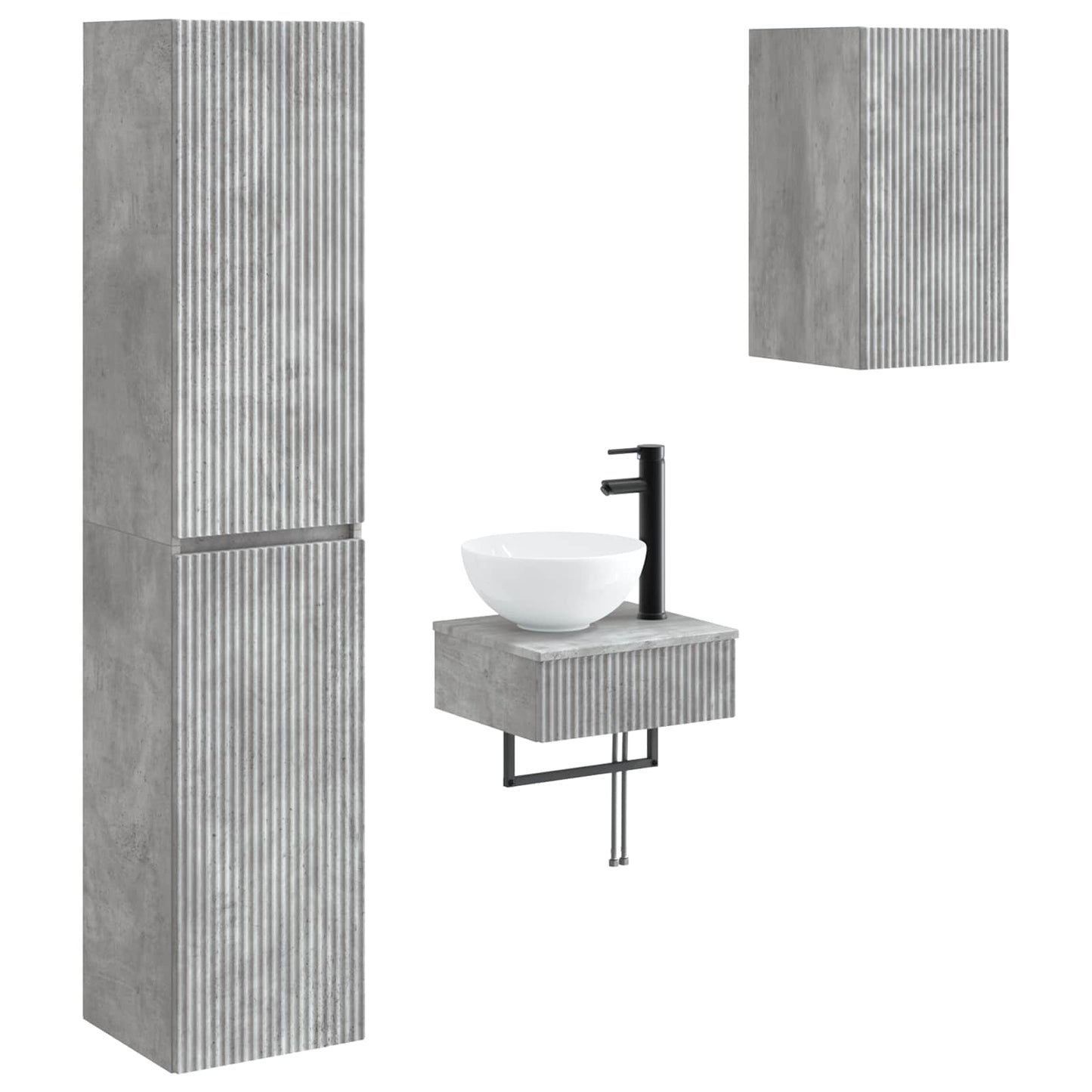 vidaXL Bathroom Furniture Set 3 pcs Concrete Grey 33 x 34.5 x 160 cm