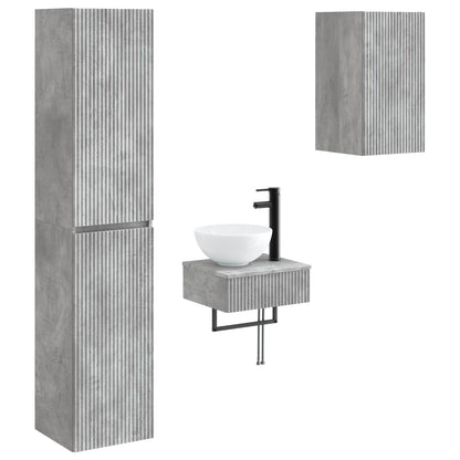 vidaXL Bathroom Furniture Set 3 pcs Concrete Grey 33 x 34.5 x 160 cm