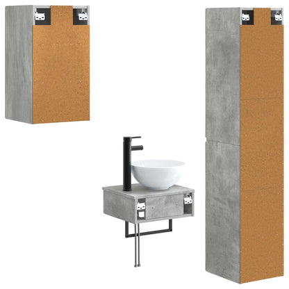vidaXL Bathroom Furniture Set 3 pcs Concrete Grey 33 x 34.5 x 160 cm