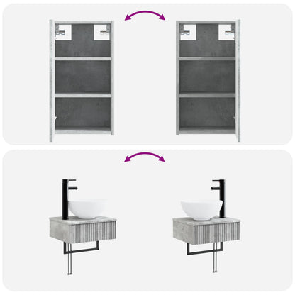 vidaXL Bathroom Furniture Set 3 pcs Concrete Grey 33 x 34.5 x 160 cm