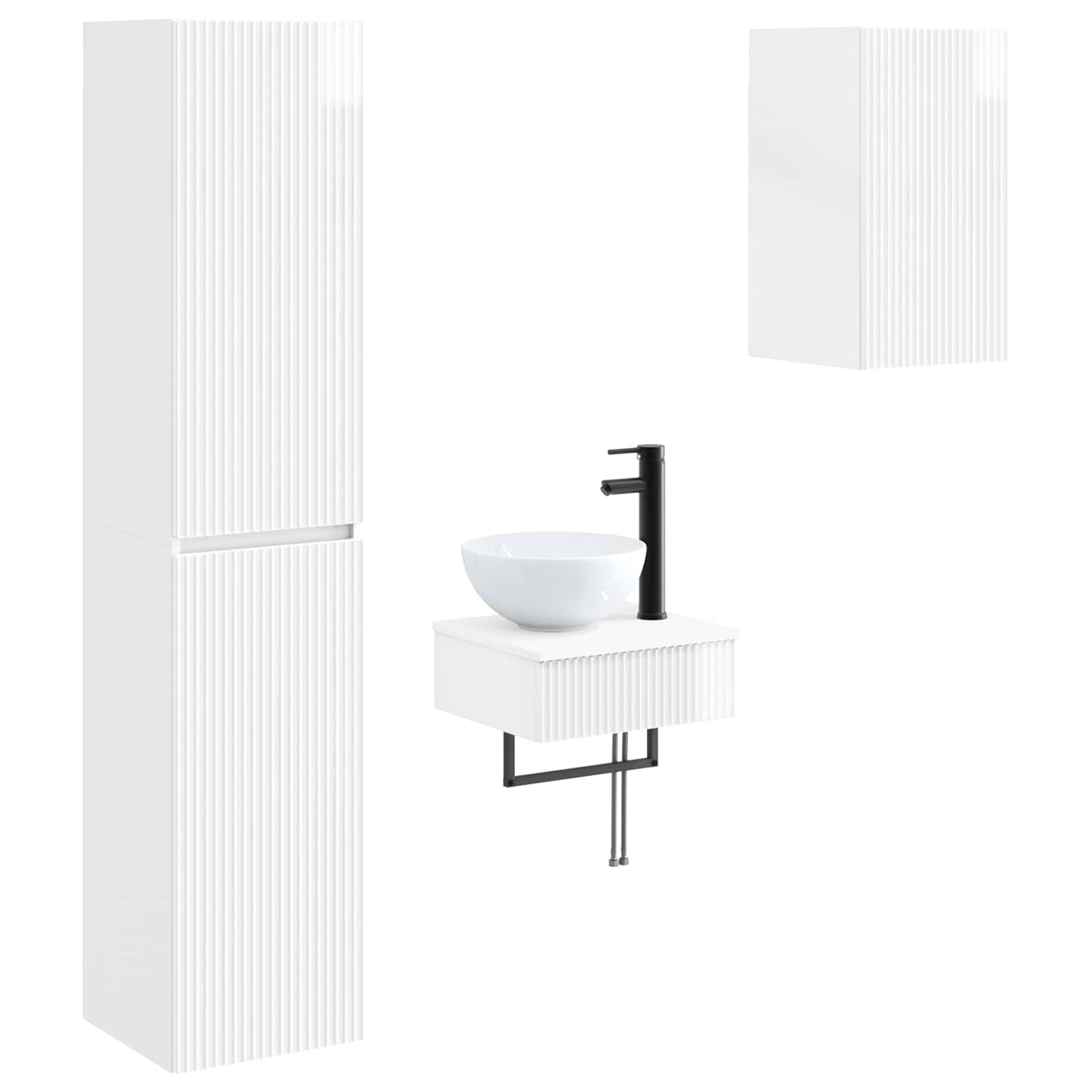vidaXL Bathroom Furniture Set 3 pcs High Gloss White