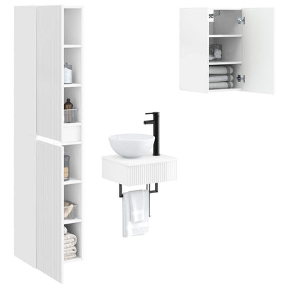 vidaXL Bathroom Furniture Set 3 pcs High Gloss White