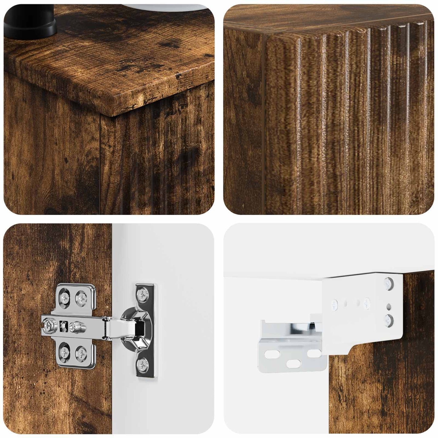 vidaXL Bathroom Furniture Set 3 pcs Smoked Oak 33 x 34.5 x 160 cm