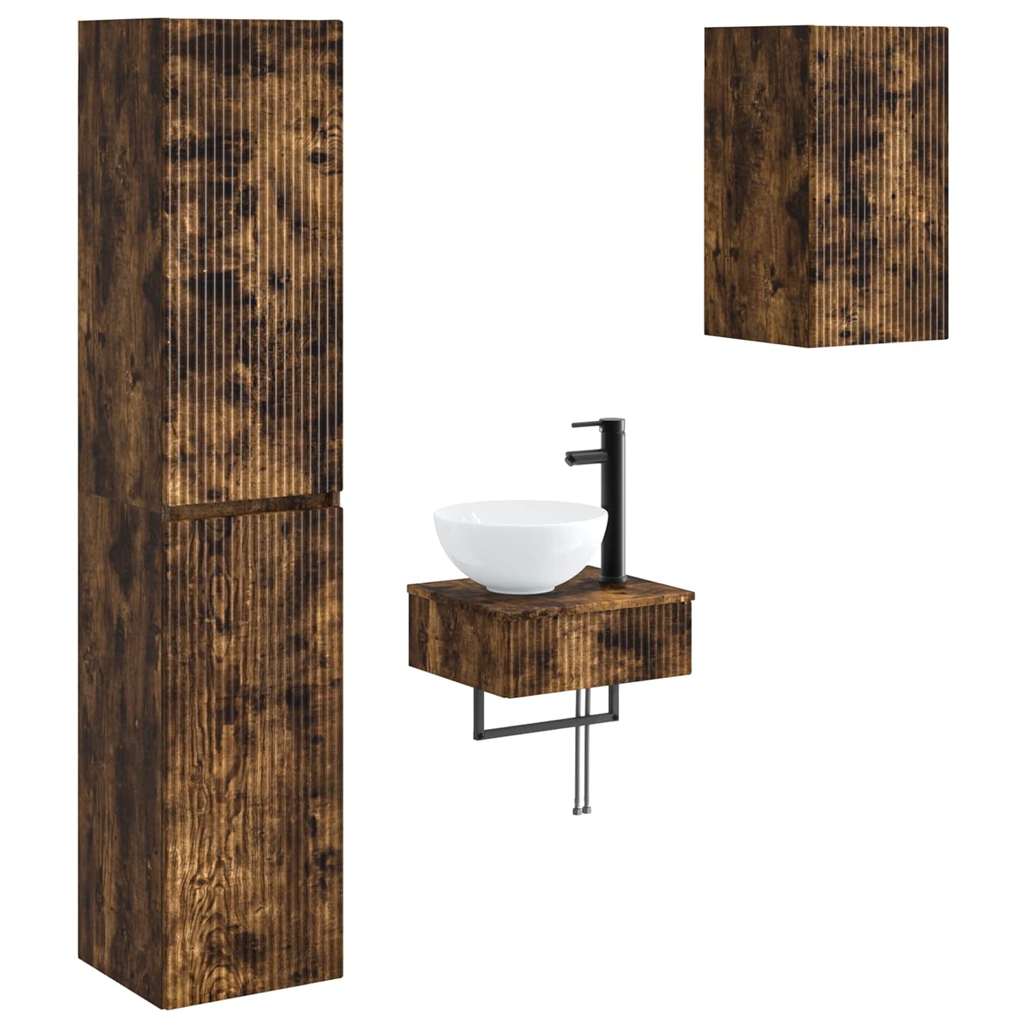 vidaXL Bathroom Furniture Set 3 pcs Smoked Oak 33 x 34.5 x 160 cm