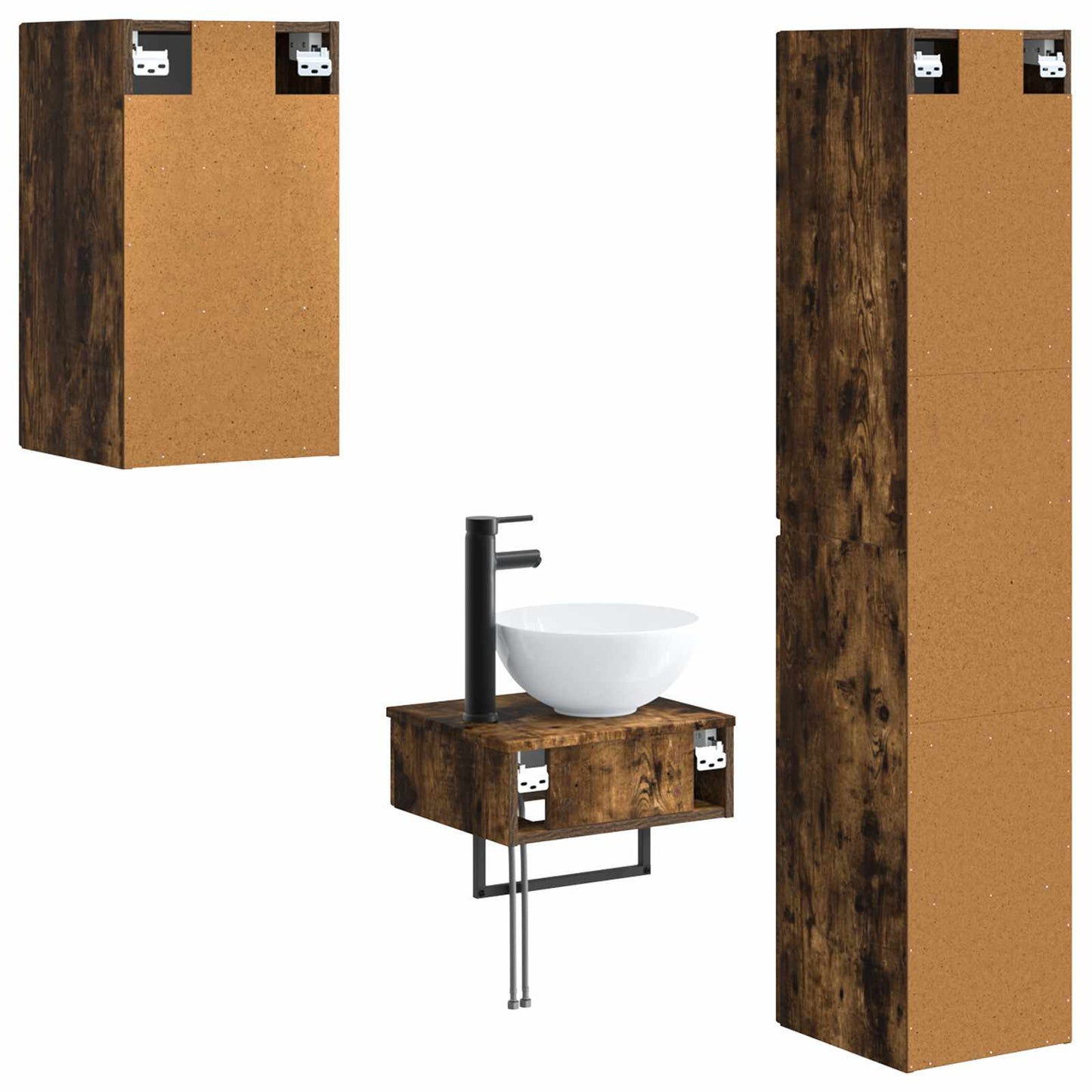 vidaXL Bathroom Furniture Set 3 pcs Smoked Oak 33 x 34.5 x 160 cm