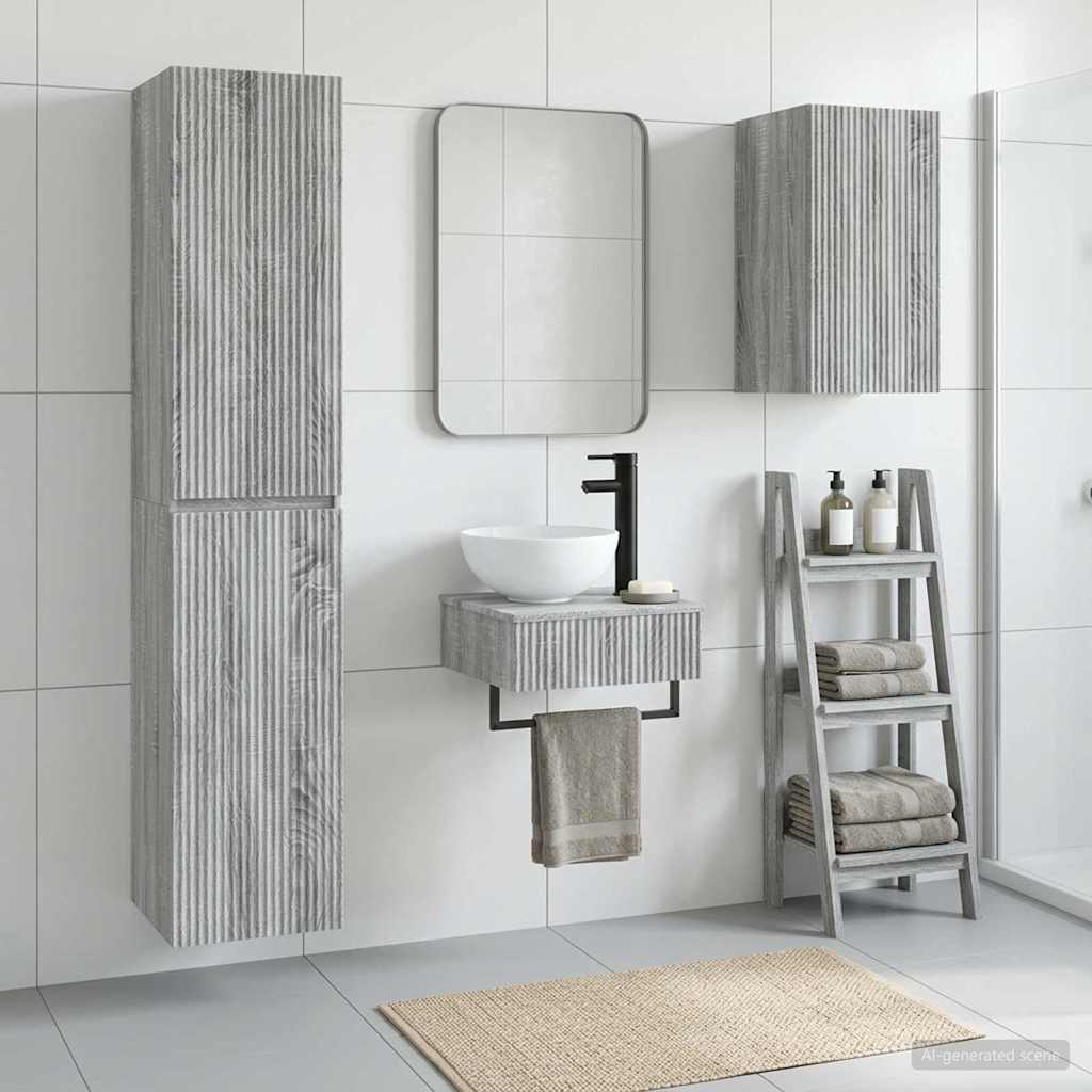 vidaXL Bathroom Furniture Set 3 pcs Grey Sonoma 33 x 34.5 x 160 cm