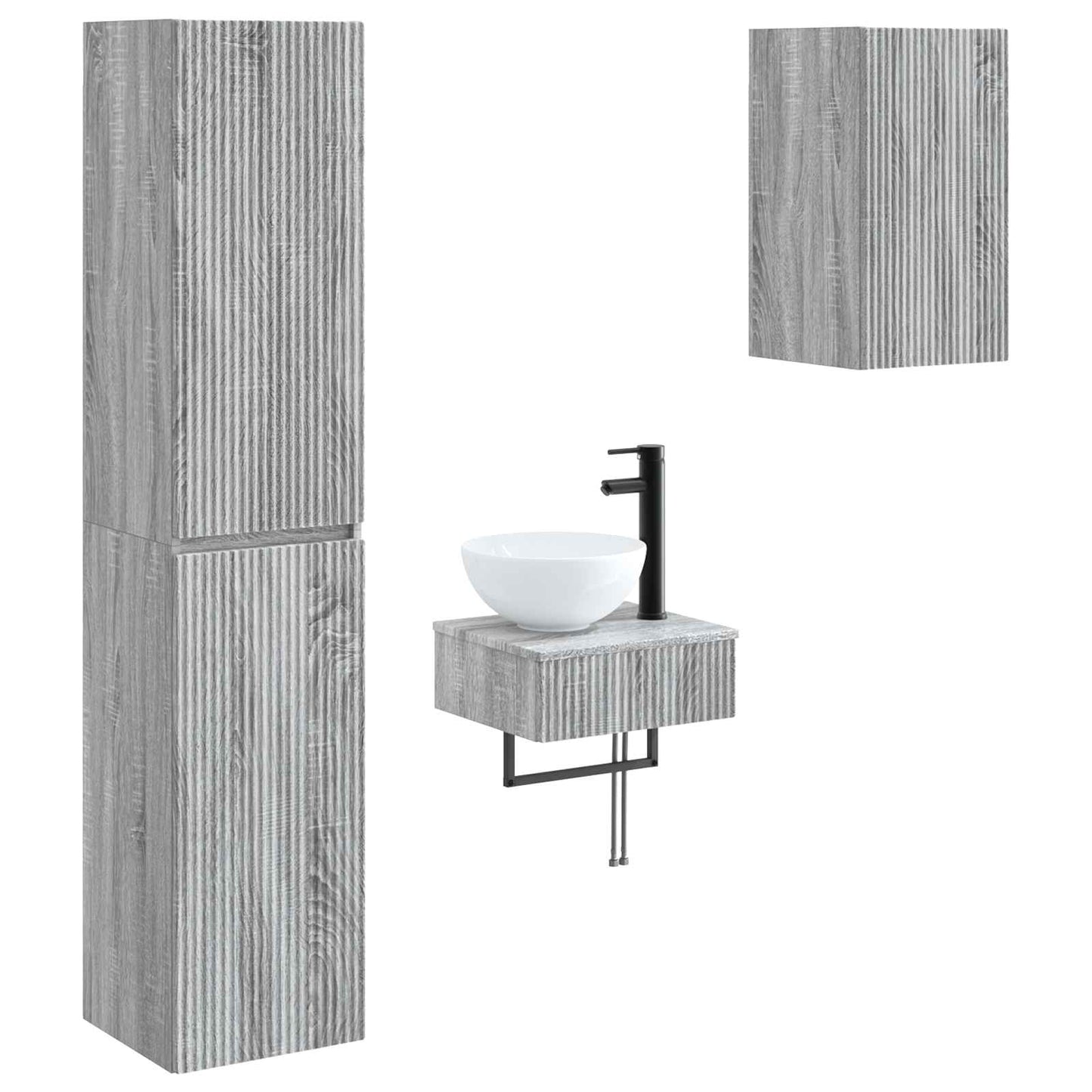 vidaXL Bathroom Furniture Set 3 pcs Grey Sonoma 33 x 34.5 x 160 cm