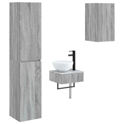 vidaXL Bathroom Furniture Set 3 pcs Grey Sonoma 33 x 34.5 x 160 cm