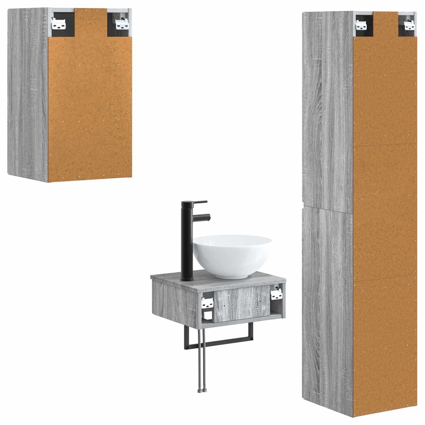 vidaXL Bathroom Furniture Set 3 pcs Grey Sonoma 33 x 34.5 x 160 cm