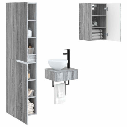 vidaXL Bathroom Furniture Set 3 pcs Grey Sonoma 33 x 34.5 x 160 cm