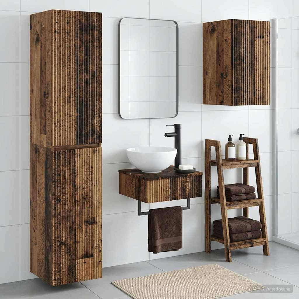 vidaXL Bathroom Furniture Set 3 pcs Old Wood 33 x 34.5 x 160 cm