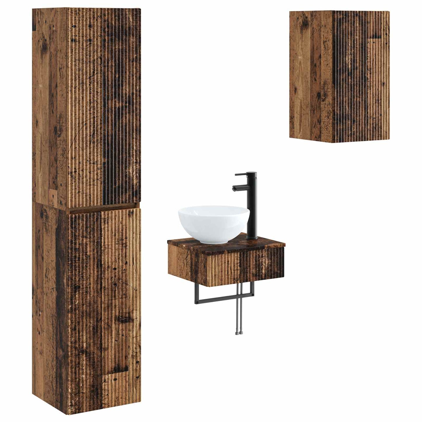 vidaXL Bathroom Furniture Set 3 pcs Old Wood 33 x 34.5 x 160 cm