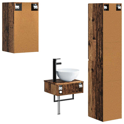 vidaXL Bathroom Furniture Set 3 pcs Old Wood 33 x 34.5 x 160 cm