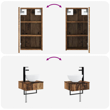 vidaXL Bathroom Furniture Set 3 pcs Old Wood 33 x 34.5 x 160 cm