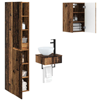 vidaXL Bathroom Furniture Set 3 pcs Old Wood 33 x 34.5 x 160 cm