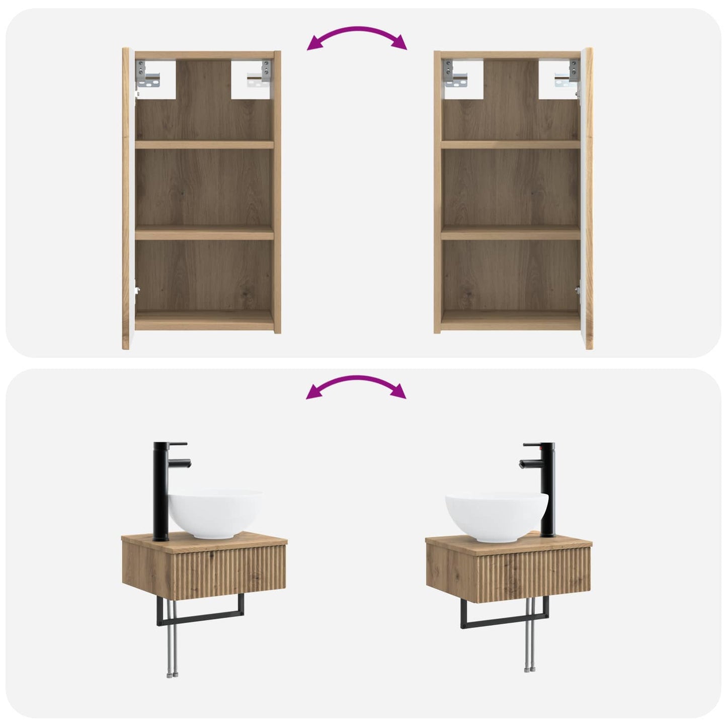 vidaXL Bathroom Furniture Set 3 pcs Artisan Oak 33 x 34.5 x 160 cm
