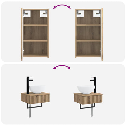 vidaXL Bathroom Furniture Set 3 pcs Artisan Oak 33 x 34.5 x 160 cm