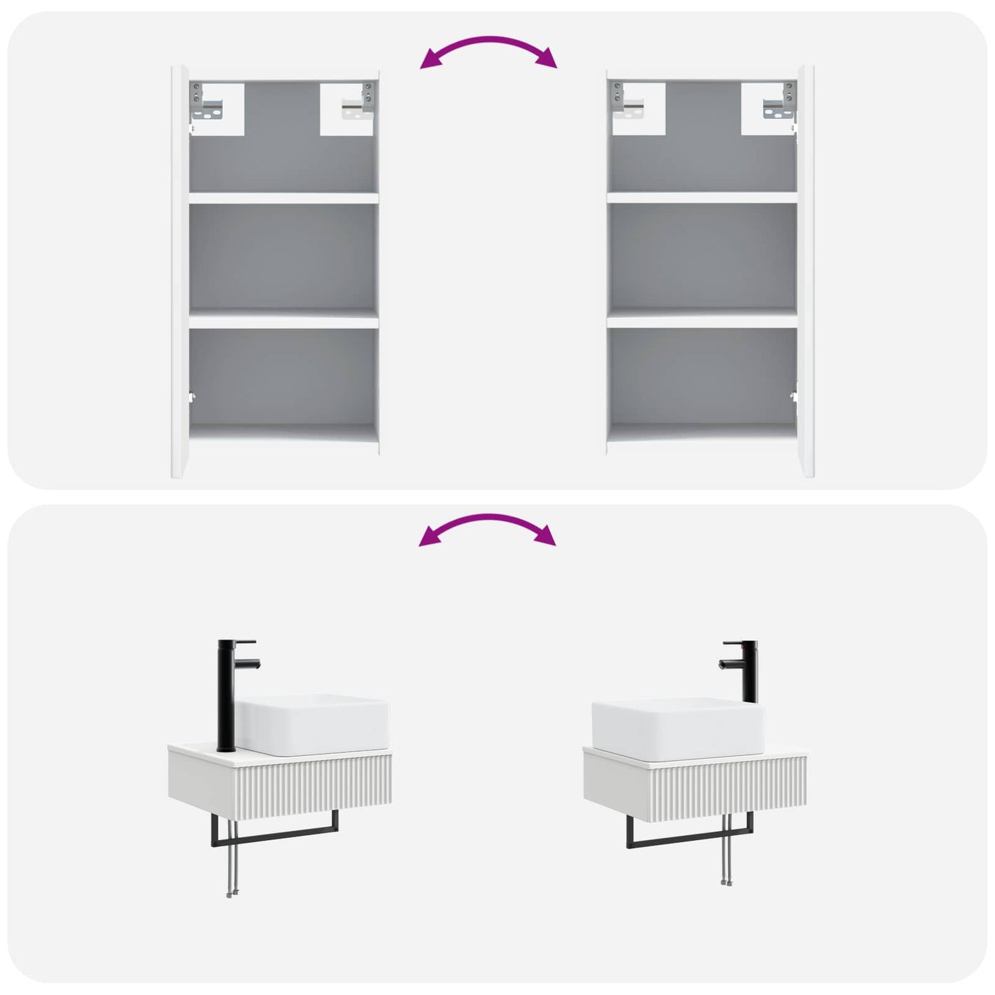 vidaXL Bathroom Furniture Set 3 pcs White 33 x 34.5 x 160 cm