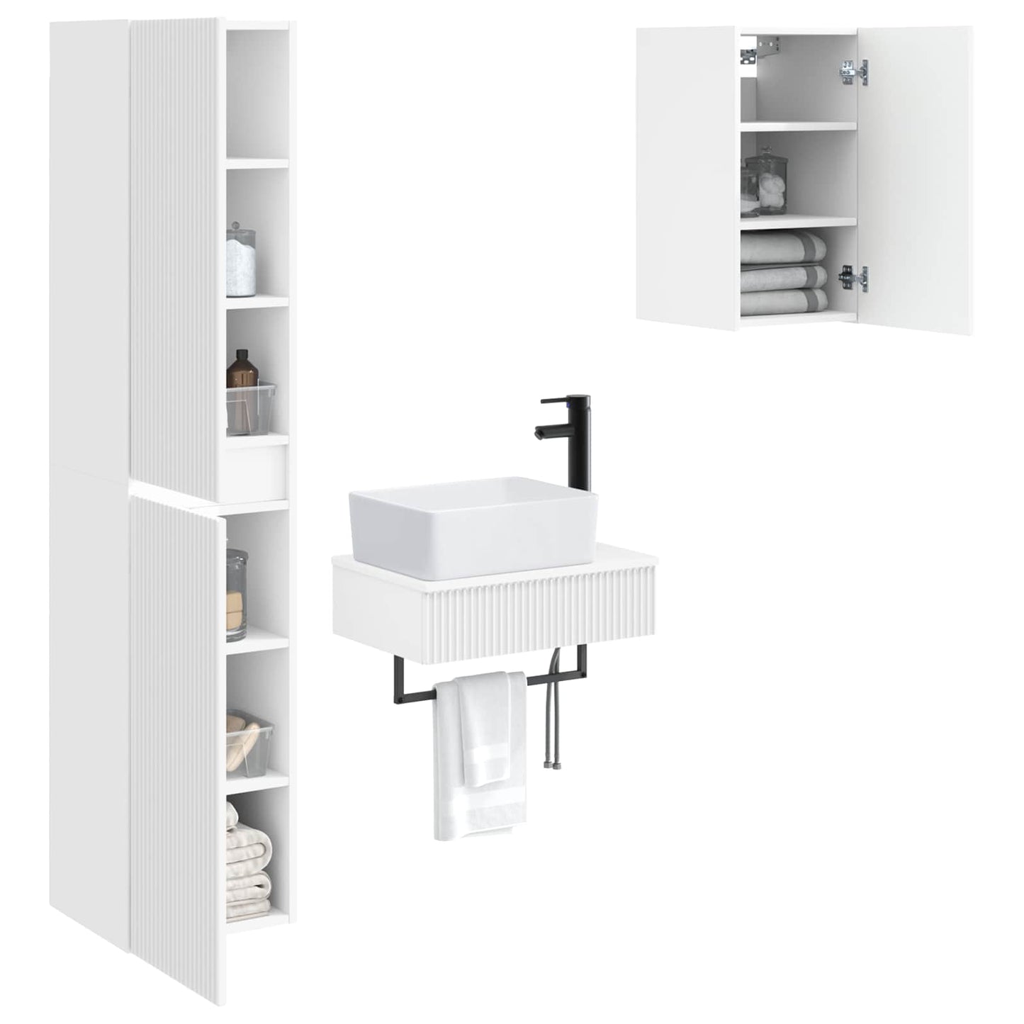 vidaXL Bathroom Furniture Set 3 pcs White 33 x 34.5 x 160 cm