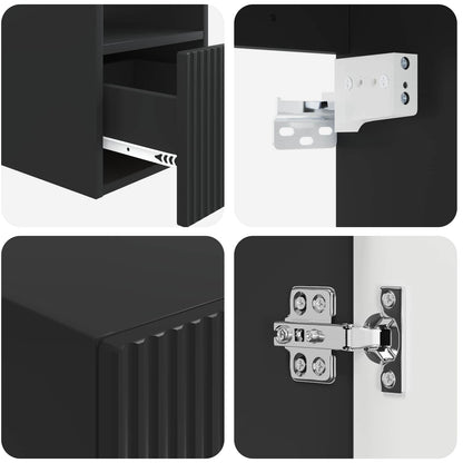 vidaXL Bathroom Furniture Set 3 pcs Black 33 x 34.5 x 160 cm